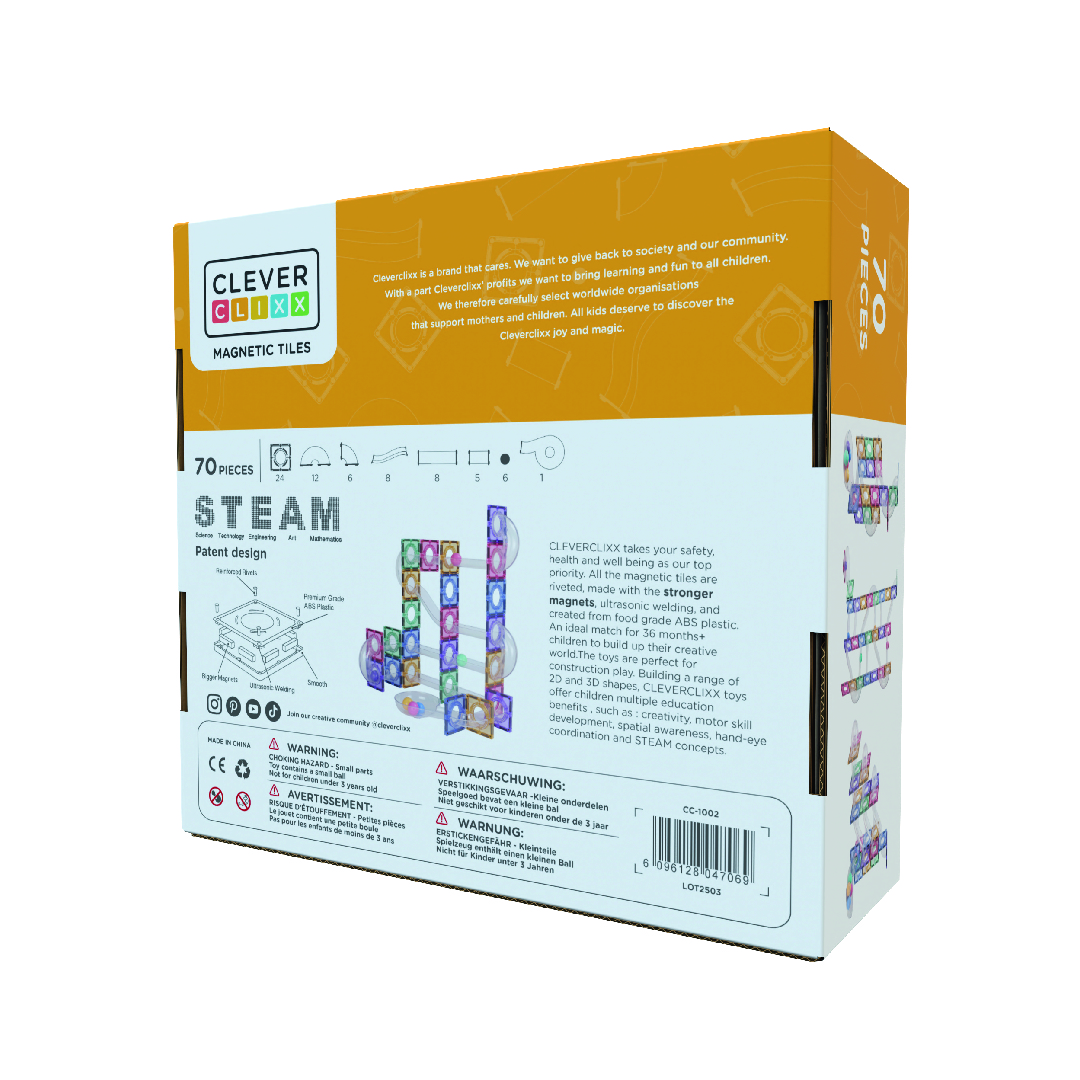 Ludimo | 81291 6096128047069-cleverclixx---kit-parcours-a-billes-pastel-70-pieces