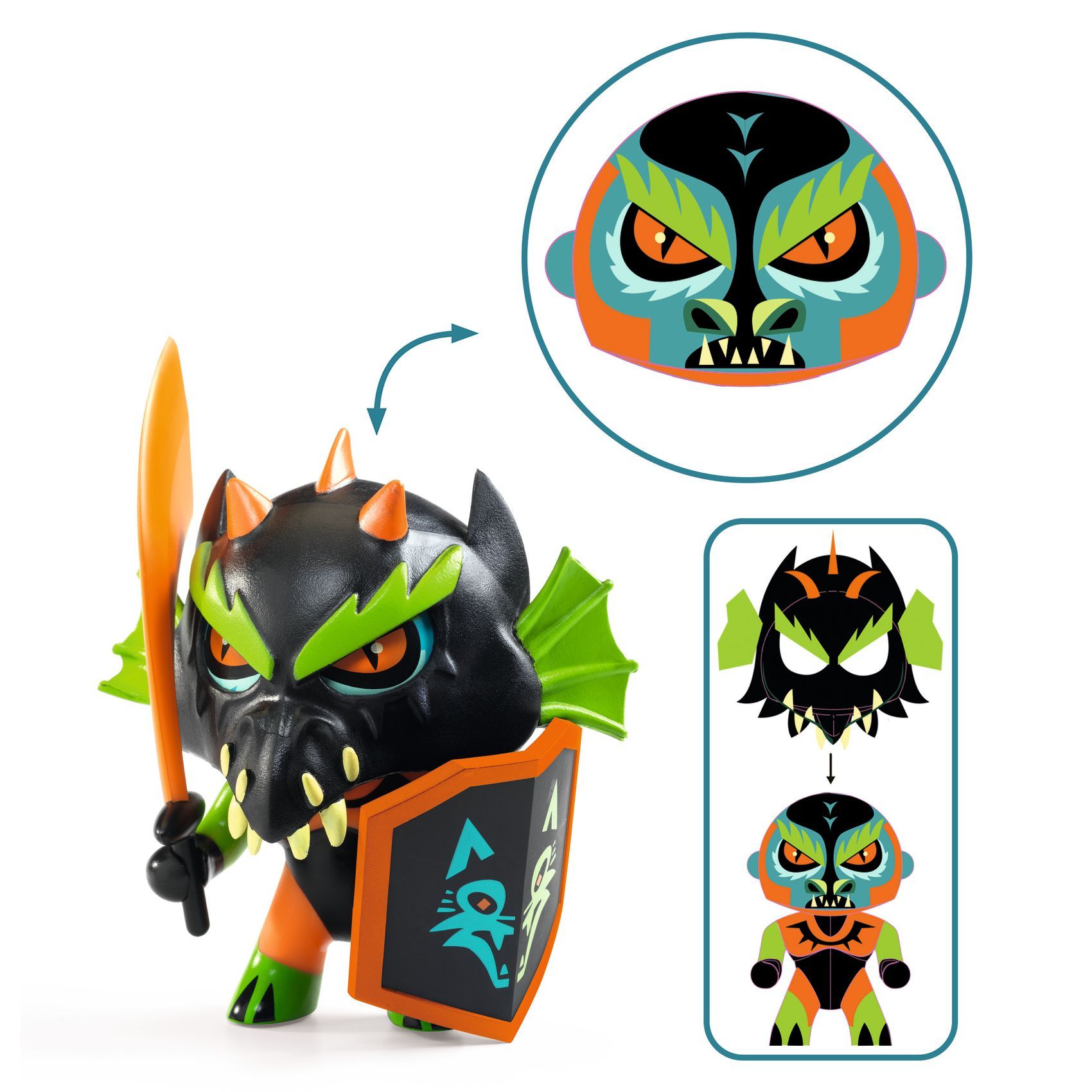 3070900067127-djeco-arty-toys-drack-knight--figurine-chevalier-articulee-des-4-ans