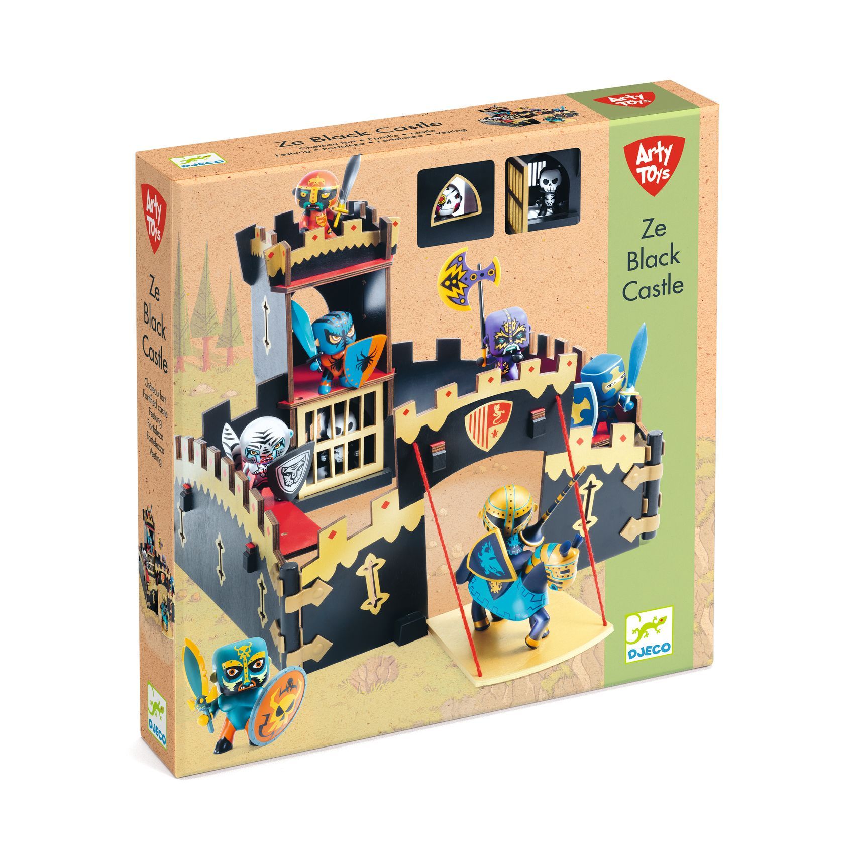 3070900067493-djeco-arty-toys-ze-black-castel--chateau-fort-en-bois-des-4-ans