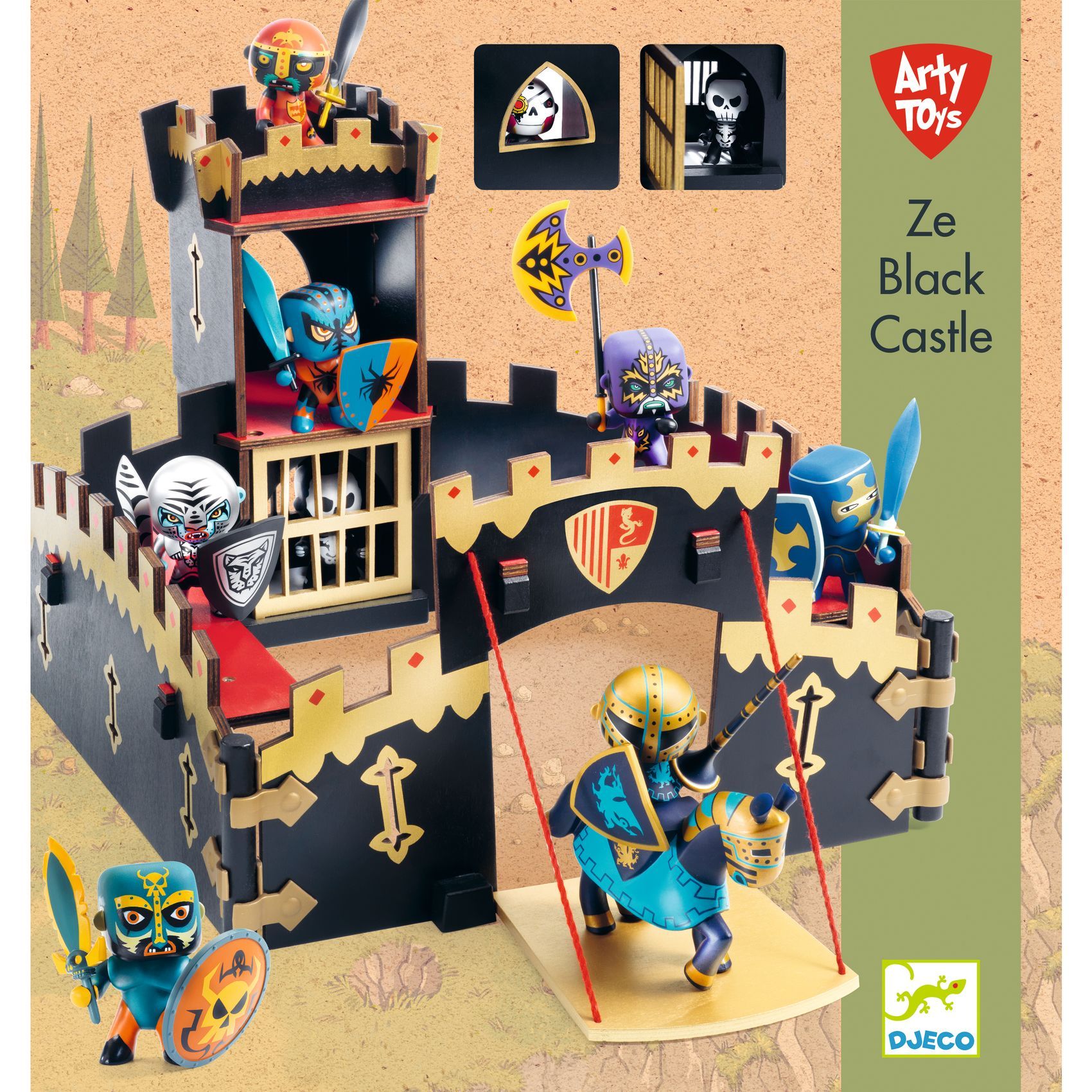 3070900067493-djeco-arty-toys-ze-black-castel--chateau-fort-en-bois-des-4-ans