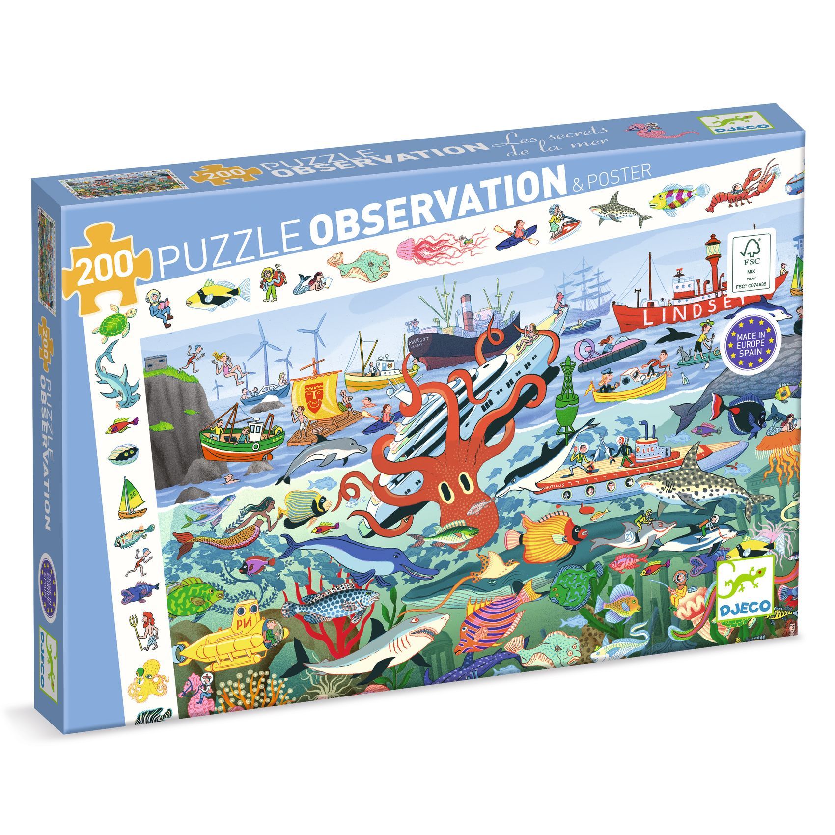 3070900074606-puzzle-observation-les-secrets-de-la-mer-200-pieces-djeco--puzzle-avec-poster-des-6-ans