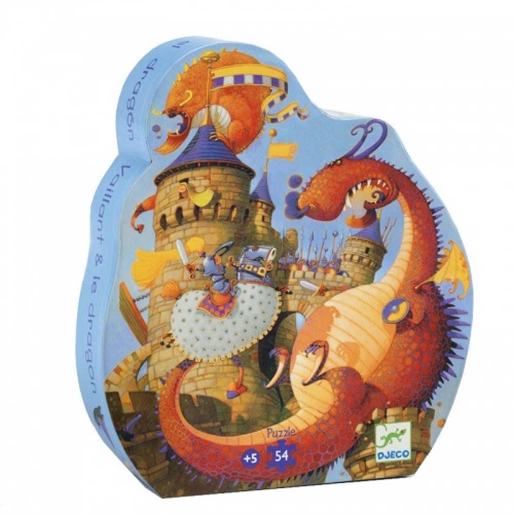 3070900072565-puzzle-vaillant-et-les-dragons-54-pieces-djeco--puzzle-silhouette-chateau-des-5-ans