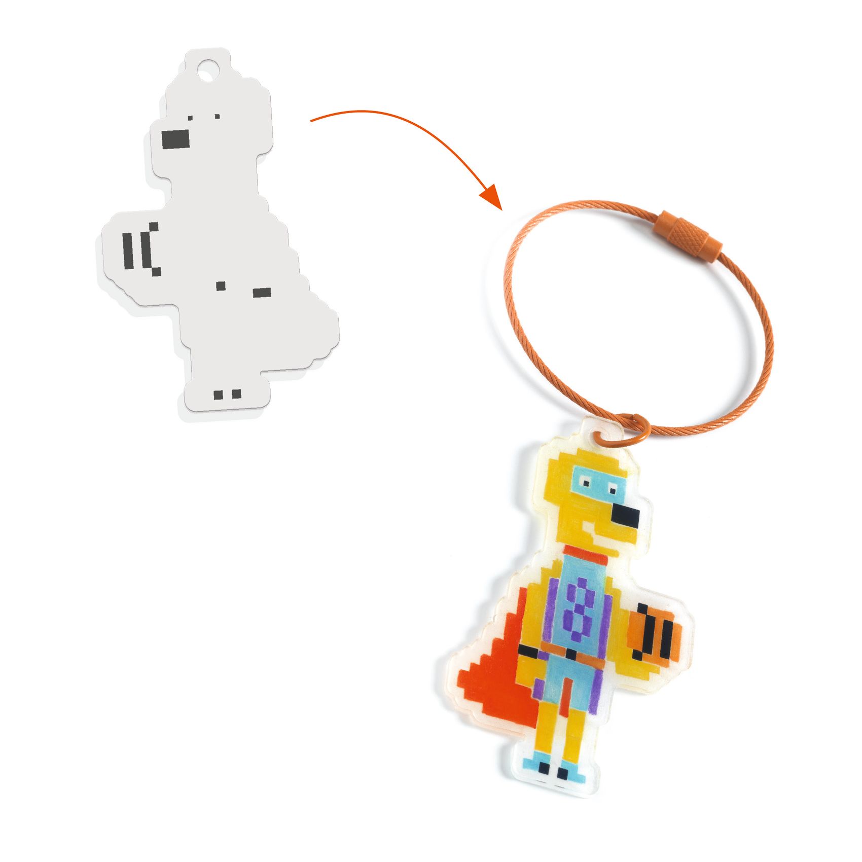3070900790056-heros-pixel-art--porte-cles-creatifs-en-plastique-fou-djeco-des-6-ans